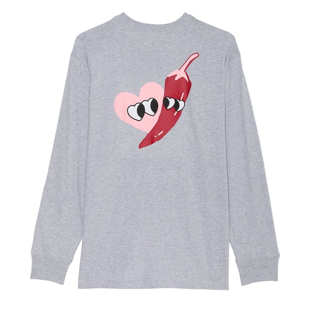 Victoria’s Secret PINK Campus Cotton Long-Sleeve Tee Valentine Heather Gray XS
